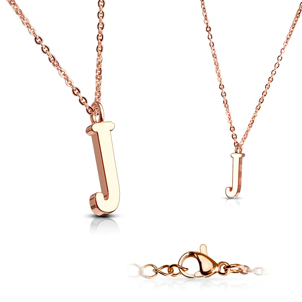 Rose Gold Plated Alphabet Initial Pendant With Chain Necklaces - Image 16