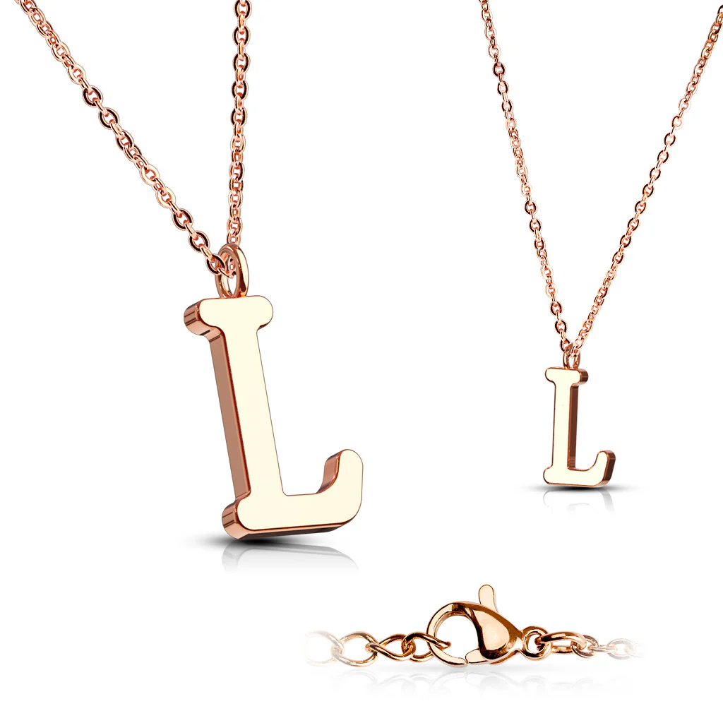 Rose Gold Plated Alphabet Initial Pendant With Chain Necklaces - Image 18