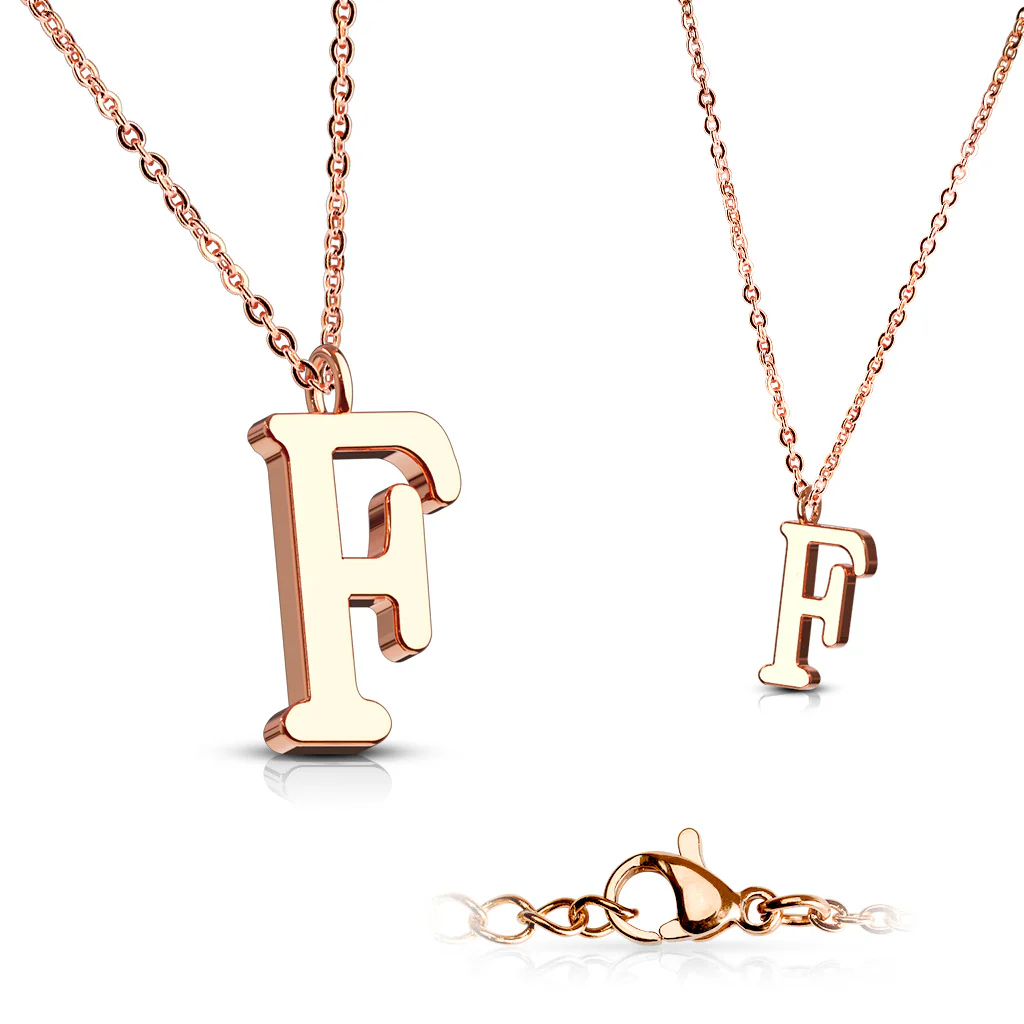Rose Gold Plated Alphabet Initial Pendant With Chain Necklaces - Image 22