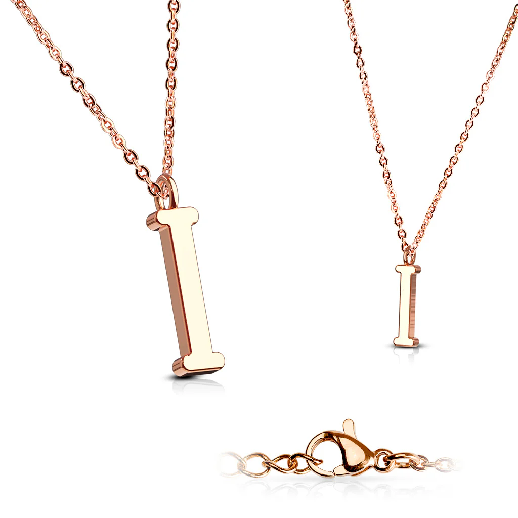 Rose Gold Plated Alphabet Initial Pendant With Chain Necklaces - Image 24