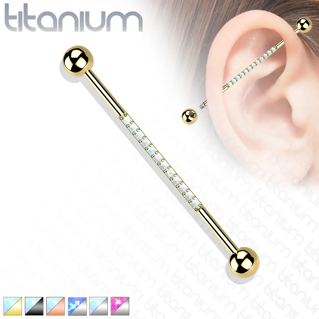 Lined Opal Implant Grade Titanium Industrial Barbells - Image 2