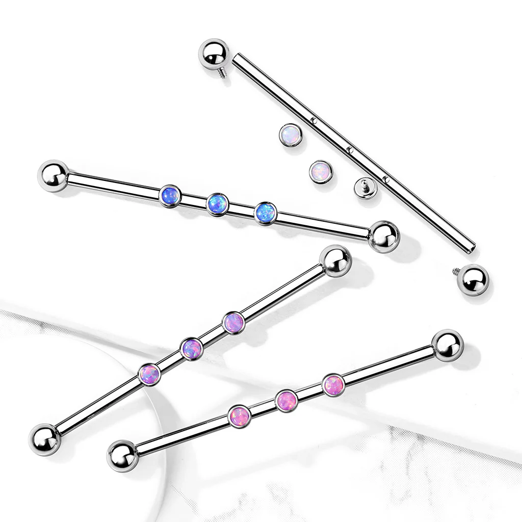 3-Internal Thread Round Opal Industrial Barbells
