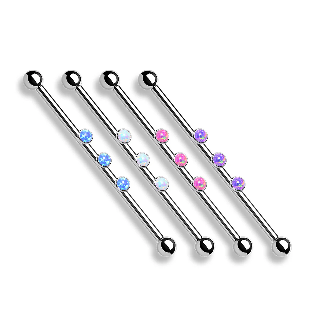3-Internal Thread Round Opal Industrial Barbells - Image 2