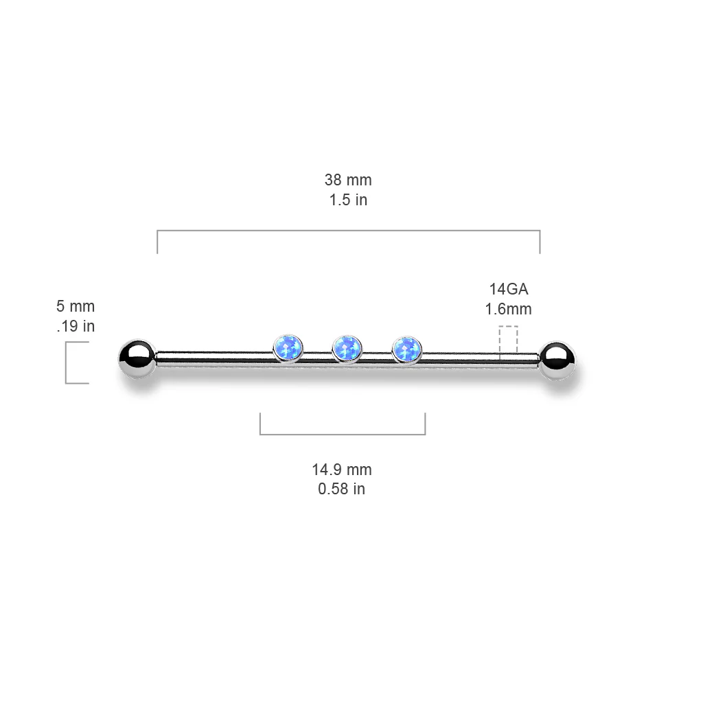 3-Internal Thread Round Opal Industrial Barbells - Image 4