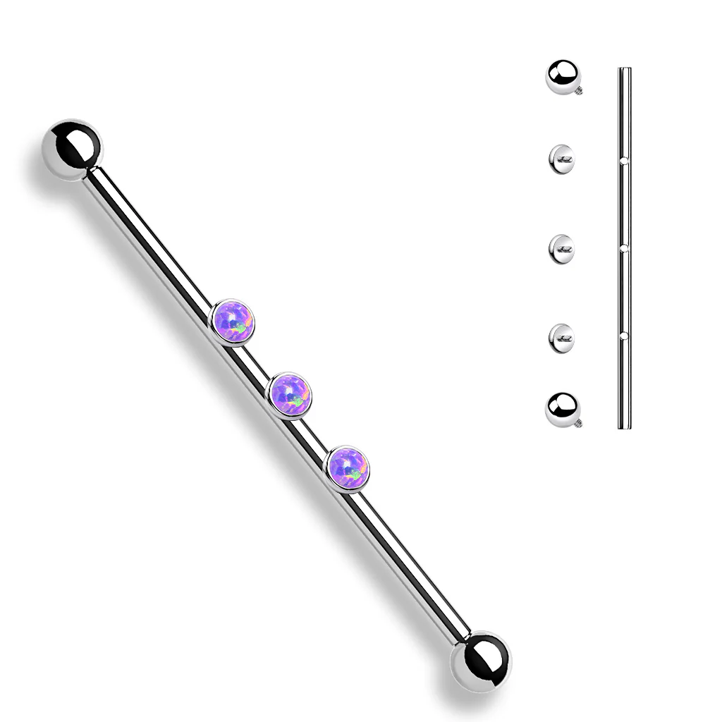 3-Internal Thread Round Opal Industrial Barbells - Image 5