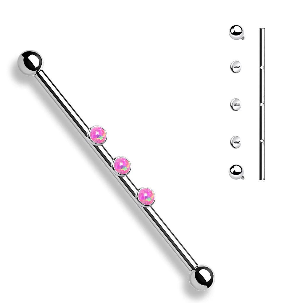 3-Internal Thread Round Opal Industrial Barbells - Image 6