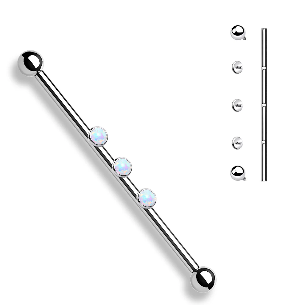 3-Internal Thread Round Opal Industrial Barbells - Image 7