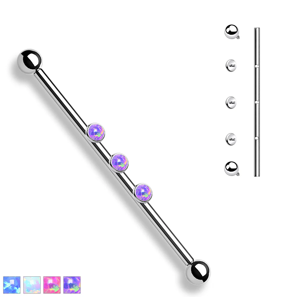 3-Internal Thread Round Opal Industrial Barbells - Image 9