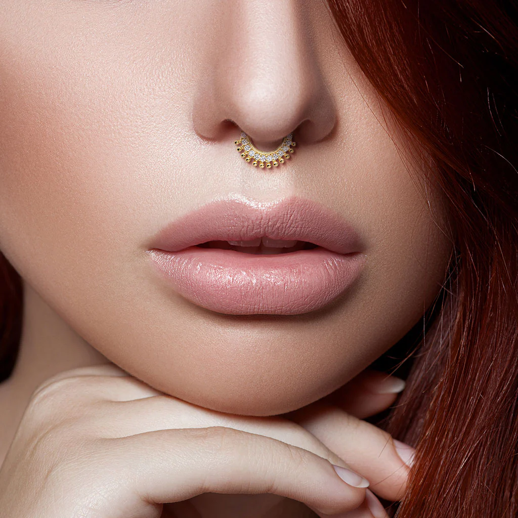 CZ Lined Fan Bendable Hoop Nose Septum Ear Cartilage Daith Helix Tragus Rings - Image 2