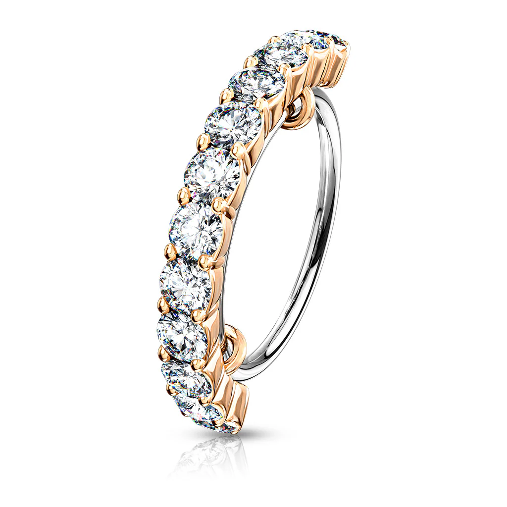 CZ Lined Ear Cartilage Daith Tragus Helix Earrings Hoop Nose Rings - Image 2