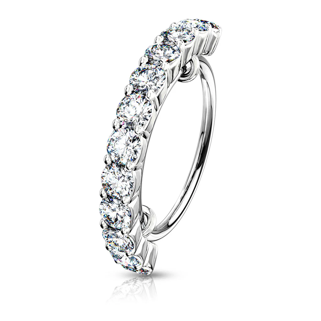 CZ Lined Ear Cartilage Daith Tragus Helix Earrings Hoop Nose Rings - Image 3