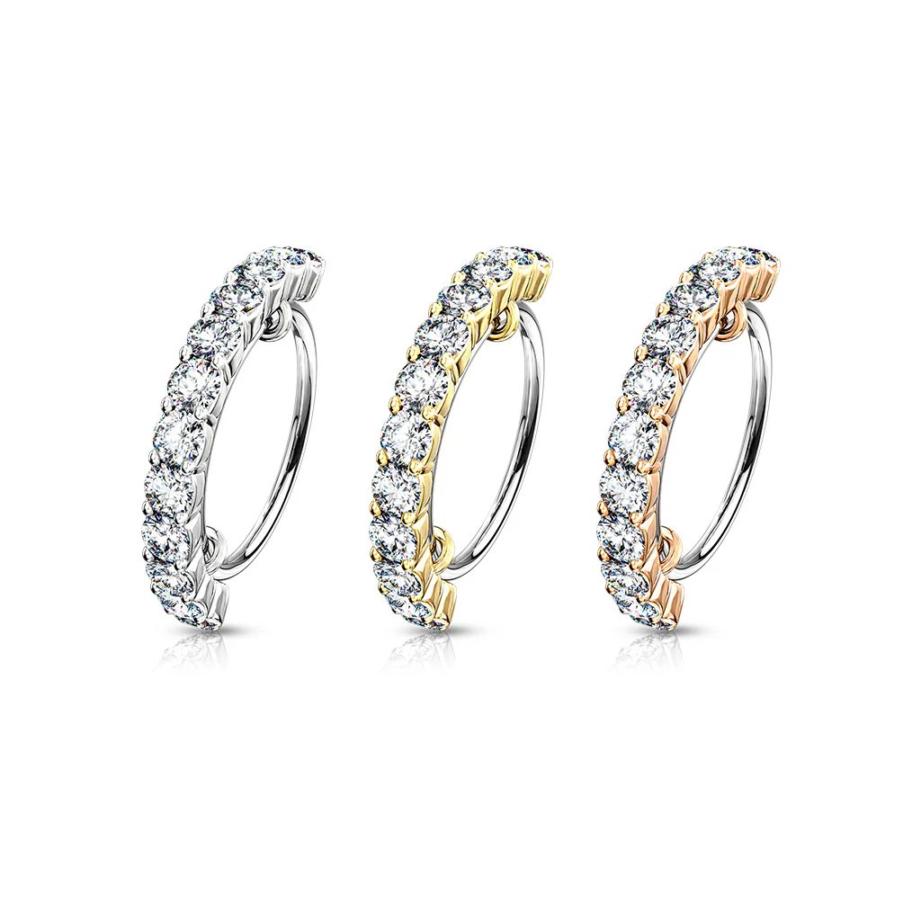 CZ Lined Ear Cartilage Daith Tragus Helix Earrings Hoop Nose Rings - Image 5