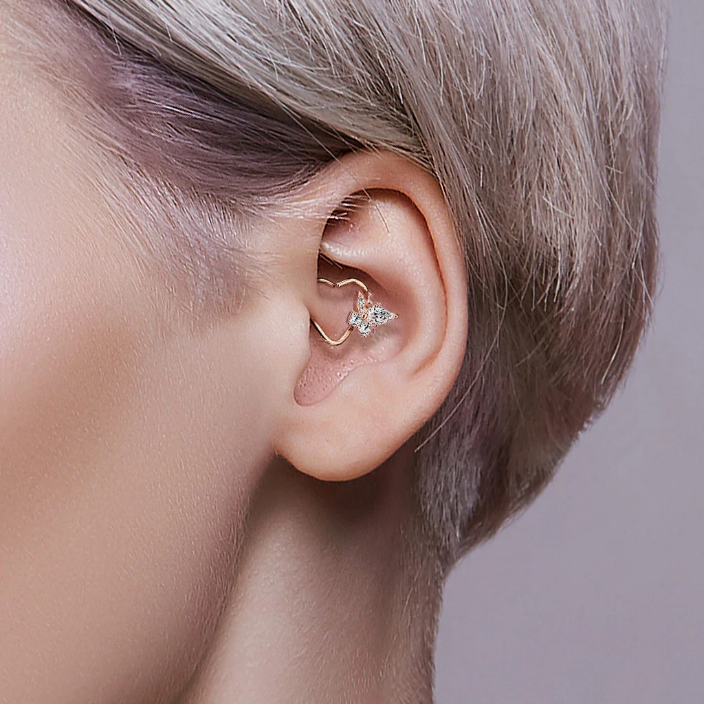 CZ Butterfly Ear Cartilage Daith Tragus Helix Earrings Hoop Nose Rings - Image 6