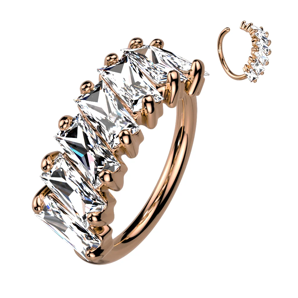 Diagonal Pave Princess Cut CZ Bendale Ear Cartilage Tragus Nose - Image 3