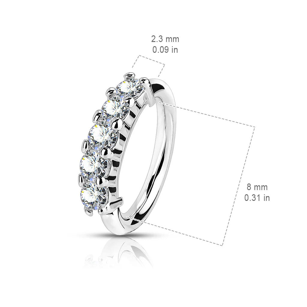 5 CZ Lined Bendale Ear Cartilage Daith Tragus Helix Earrings Hoop Nose Rings - Image 3