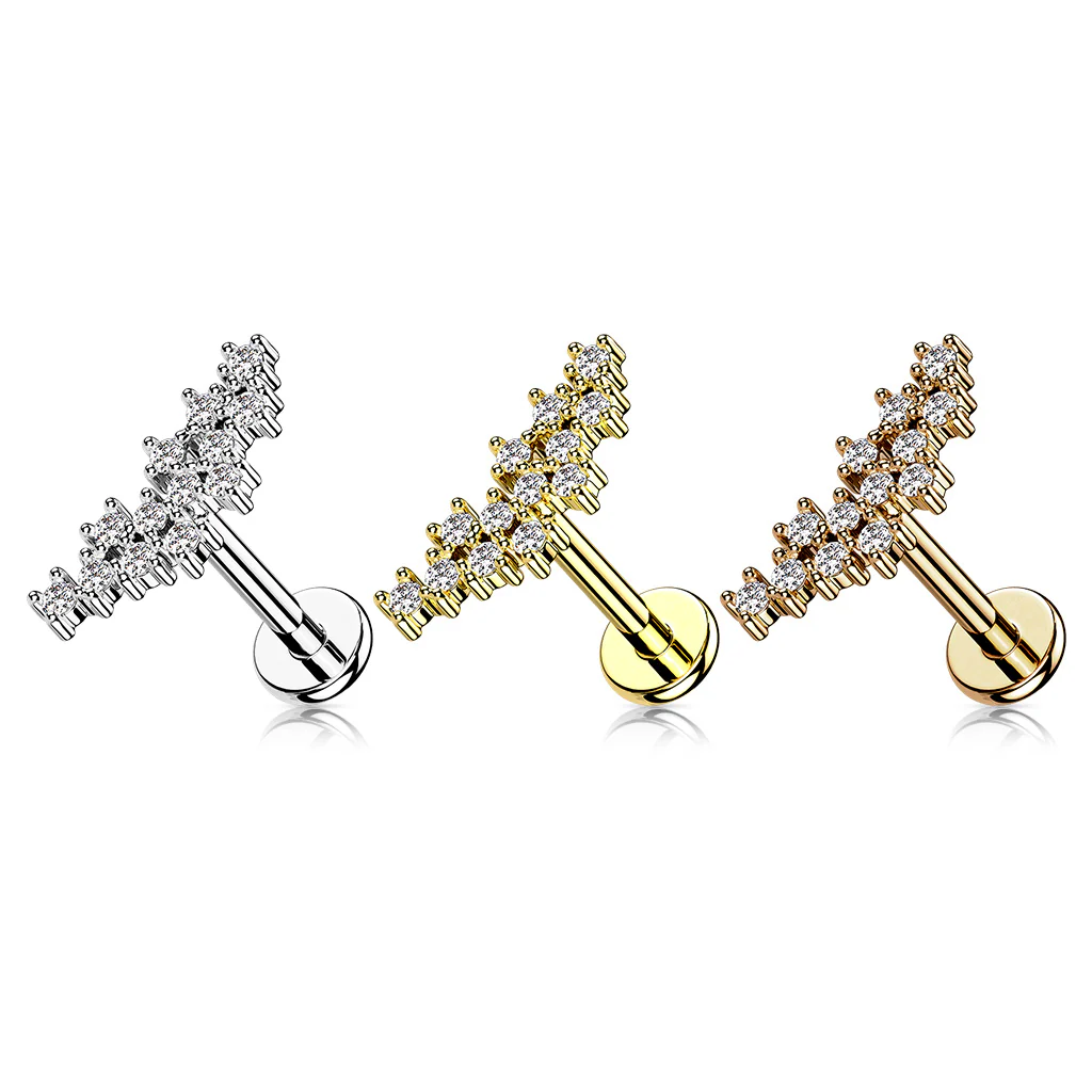 Cluster CZ Top Labret Tragus Snug Ear Cartilage Helix Studs - Image 2