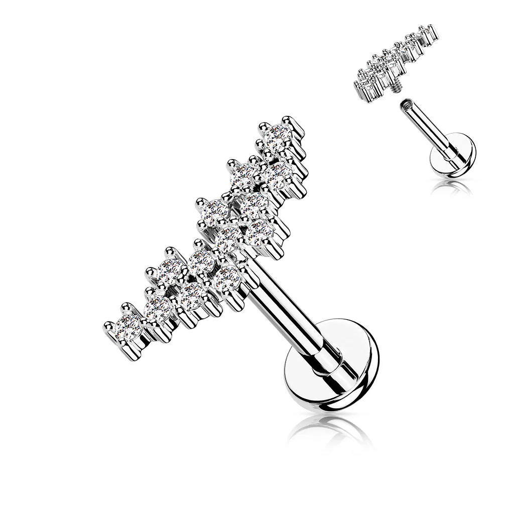 Cluster CZ Top Labret Tragus Snug Ear Cartilage Helix Studs - Image 6