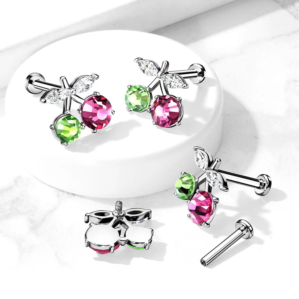 CZ Cherry Top Lip Labret Monroe Ear Cartilage Tragus - Image 4