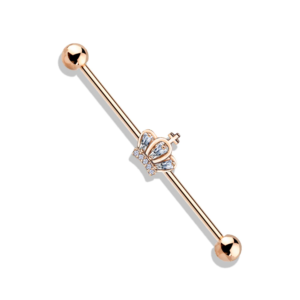 CZ Paved Crown  316L Surgical Steel Industrial Barbells - Image 3