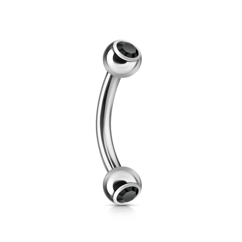 12 Pc Pack CZ Press Fit Surgical Steel Curved Barbell Eyebrow Rings 16G - Image 10