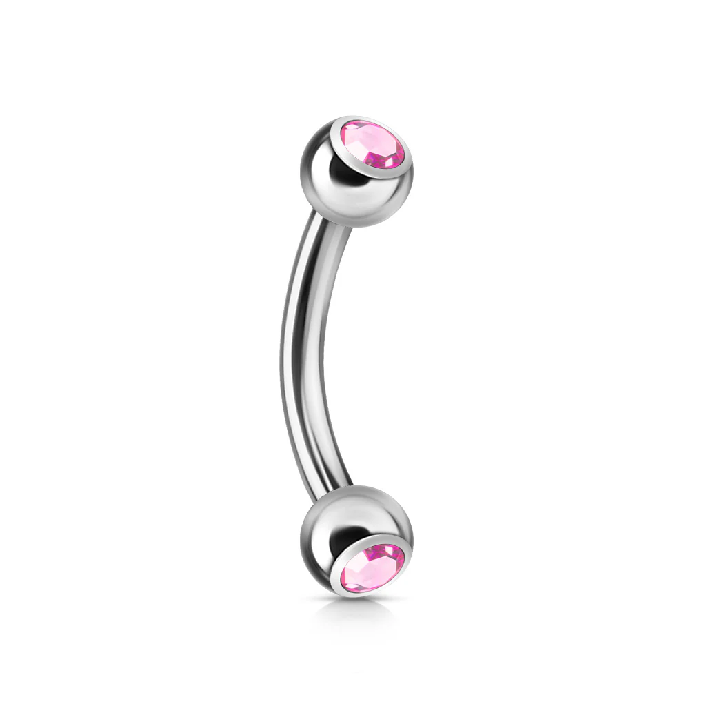 12 Pc Pack CZ Press Fit Surgical Steel Curved Barbell Eyebrow Rings 16G - Image 12