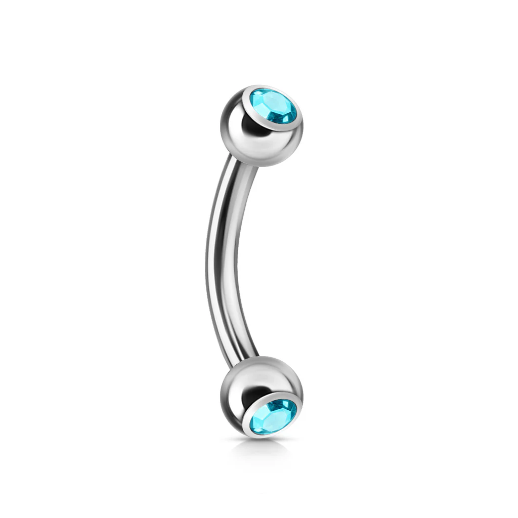 12 Pc Pack CZ Press Fit Surgical Steel Curved Barbell Eyebrow Rings 16G - Image 13