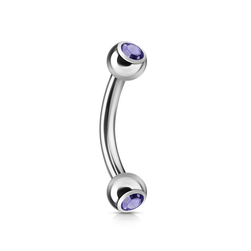 12 Pc Pack CZ Press Fit Surgical Steel Curved Barbell Eyebrow Rings 16G - Image 15