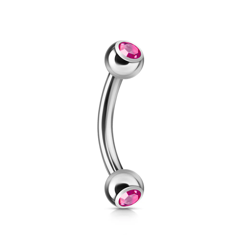 12 Pc Pack CZ Press Fit Surgical Steel Curved Barbell Eyebrow Rings 16G - Image 8