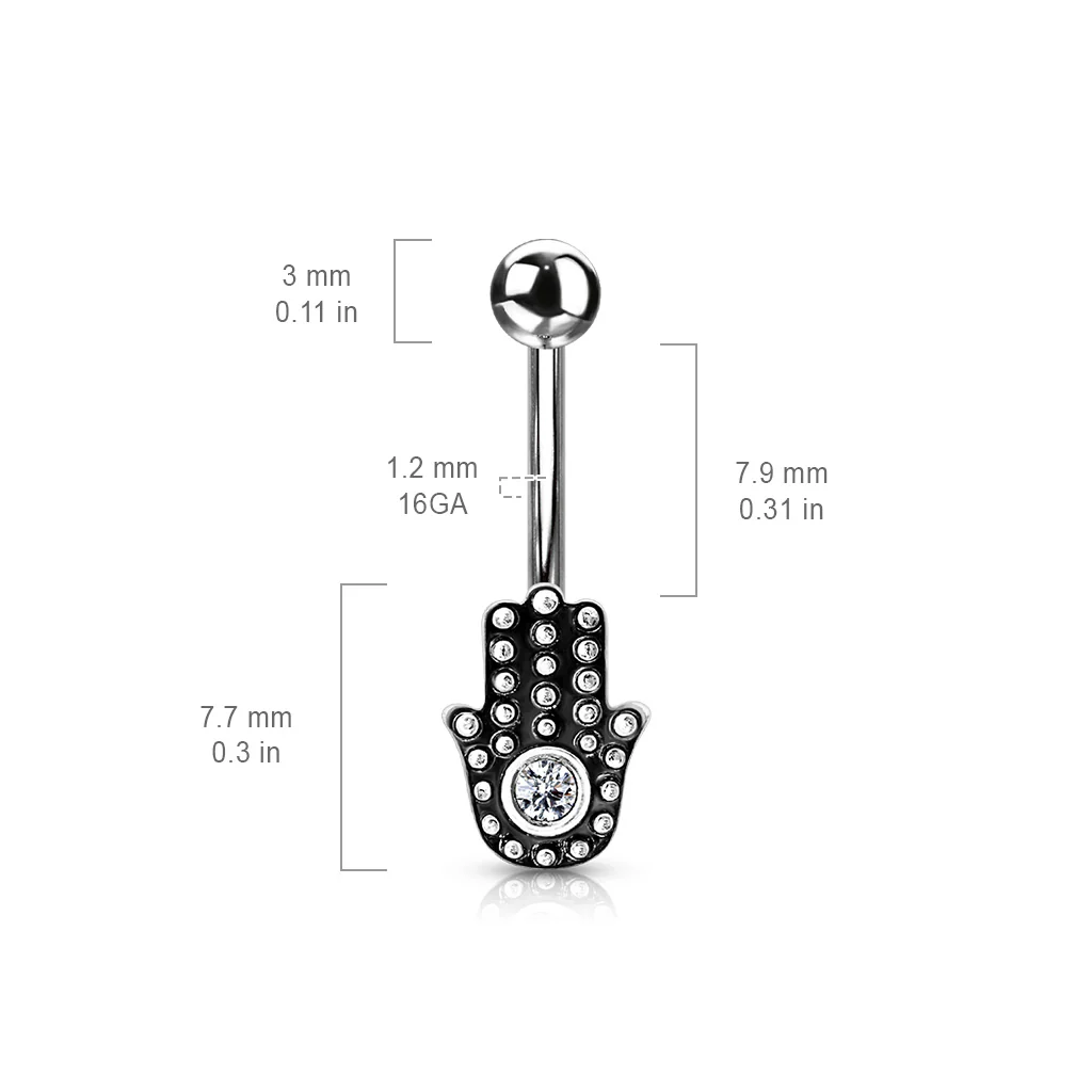 Hamsa hand  Curve Barbells Eyebrow Ring Rook Snug Piercing - Image 3