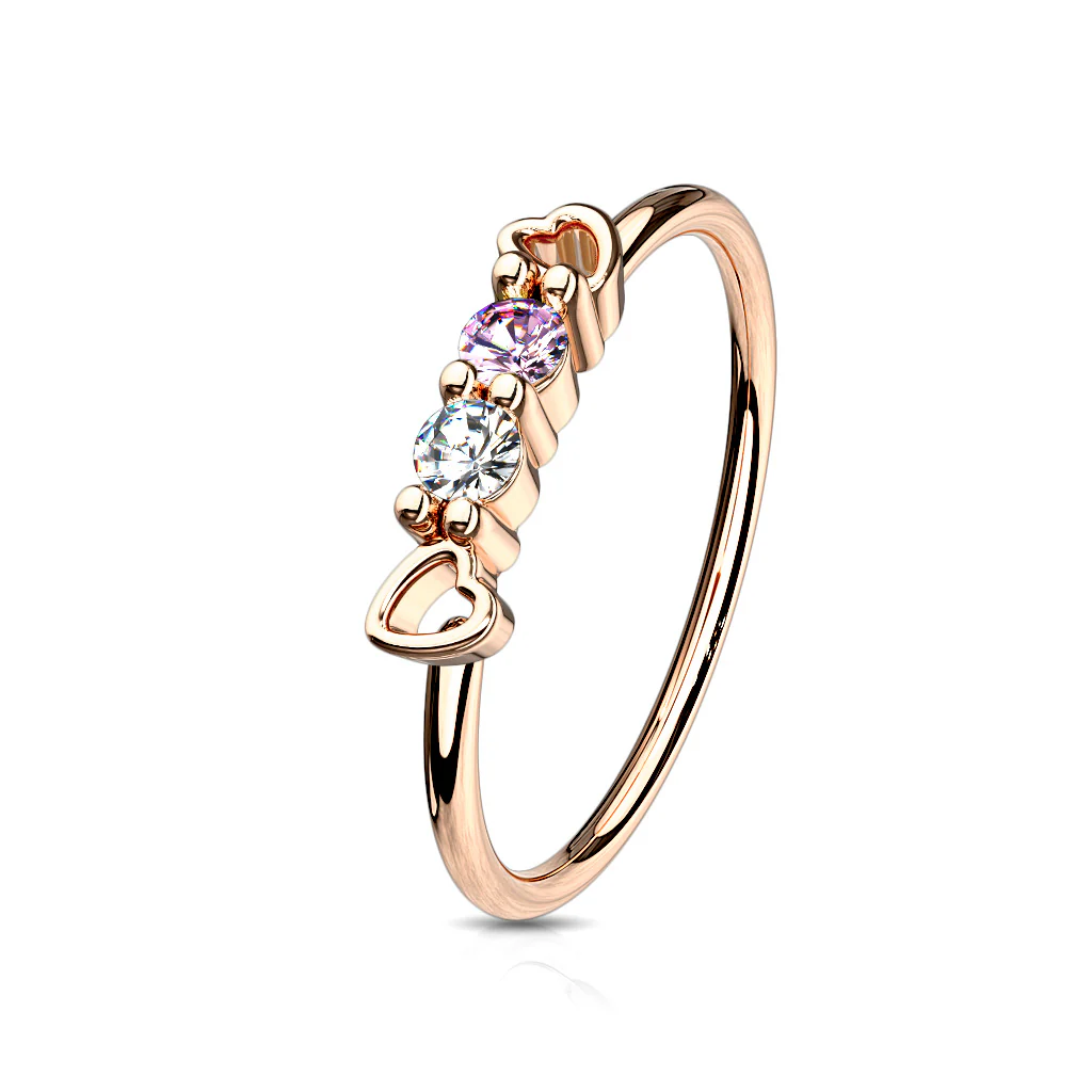 Tiny CZ Set hearts Ear Cartilage Daith Tragus Helix Hoop Nose Rings - Image 4