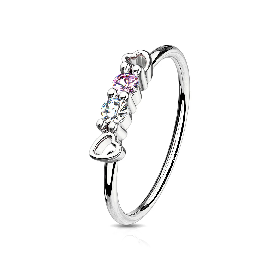 Tiny CZ Set hearts Ear Cartilage Daith Tragus Helix Hoop Nose Rings - Image 5