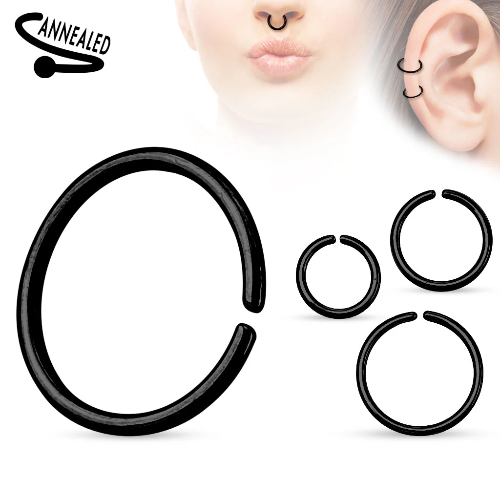 Titanium Round Ends Cut Ring For Ear Cartilage Daith Hoop Helix - Image 3