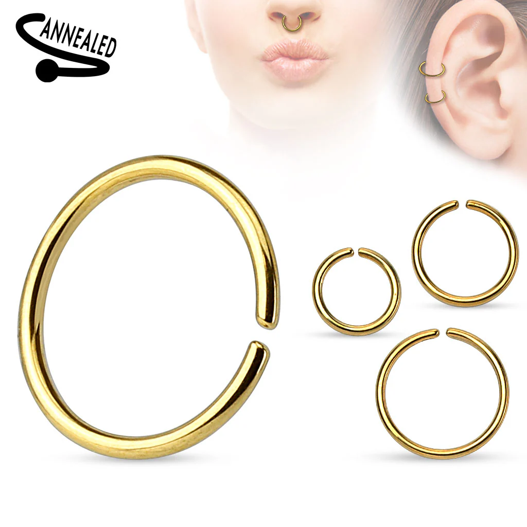 Titanium Round Ends Cut Ring For Ear Cartilage Daith Hoop Helix - Image 4