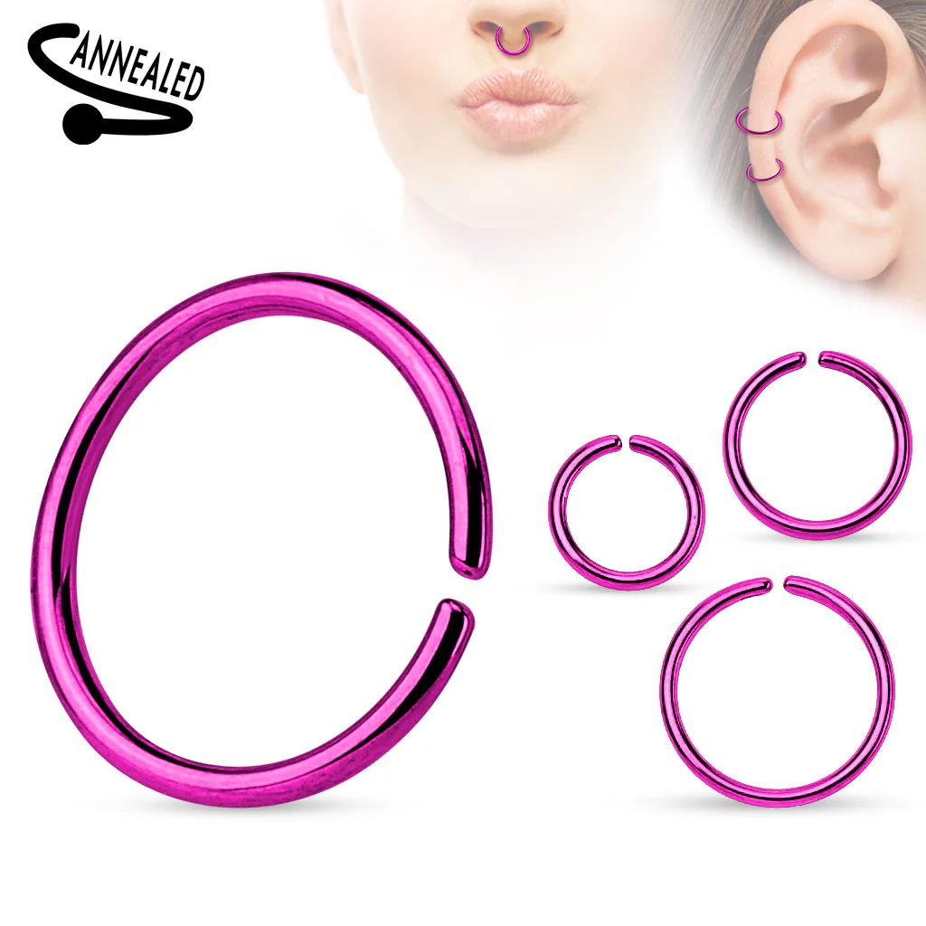 Titanium Round Ends Cut Ring For Ear Cartilage Daith Hoop Helix - Image 7