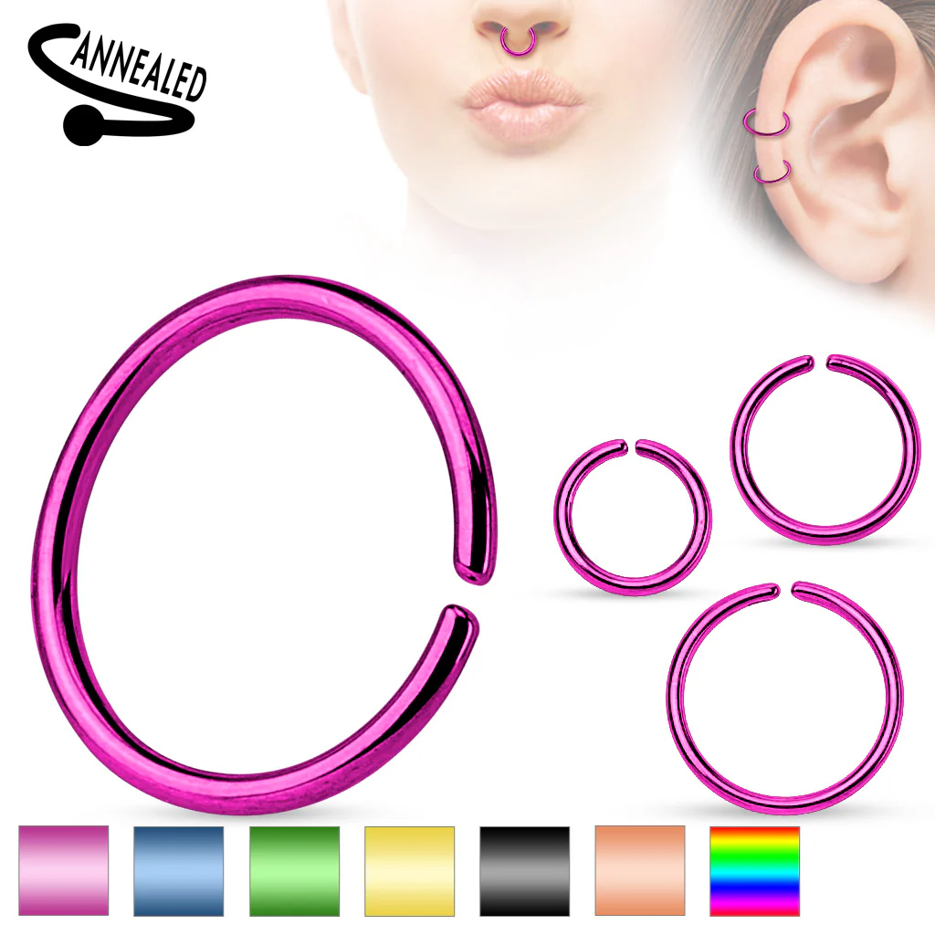 Titanium Round Ends Cut Ring For Ear Cartilage Daith Hoop Helix - Image 8