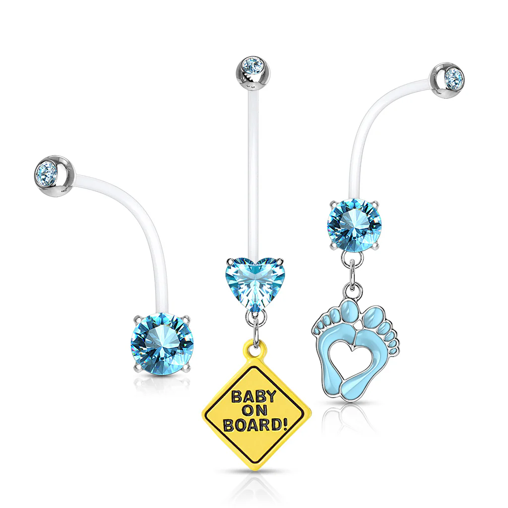 3 Pc Value Pack Pregnancy Belly With Bio Flex Barbell Belly Button Navel Ring - Image 4