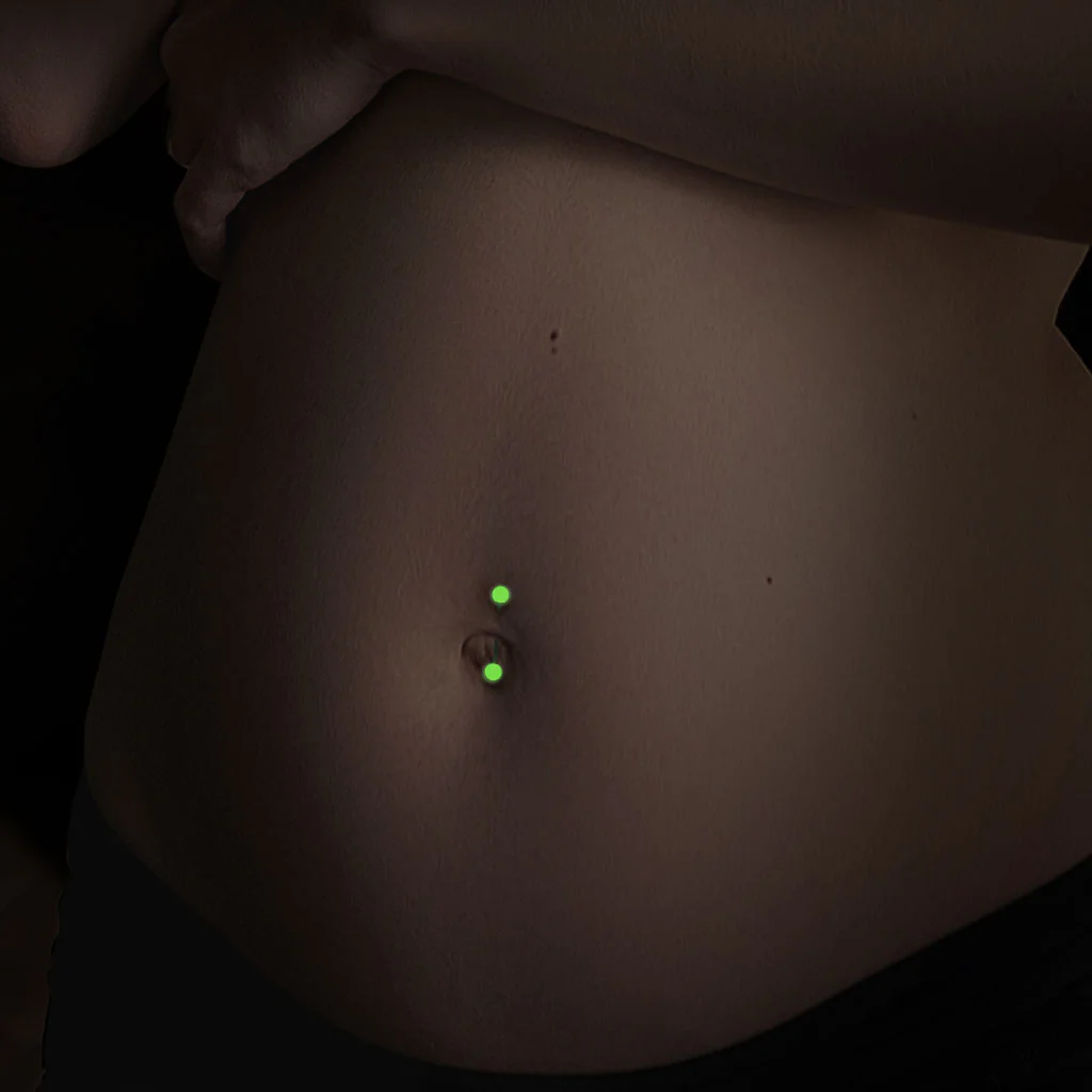 3 Pc Glow In The Dark Balls Pregnancy Bio Flex Barbell Navel Belly Button Ring - Image 2