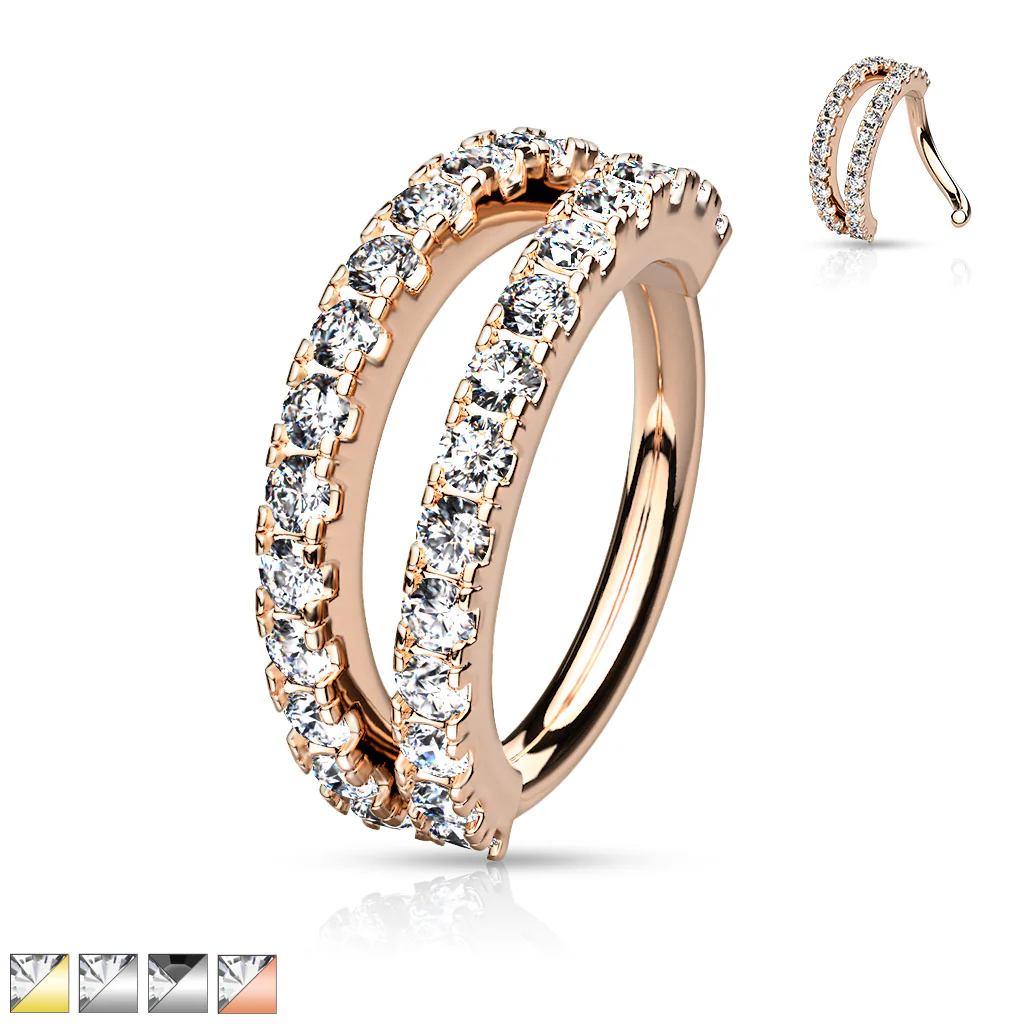 Double Lined CZ Bendable Hoop For Nose Ear Cartilage Helix Tragus - Image 3