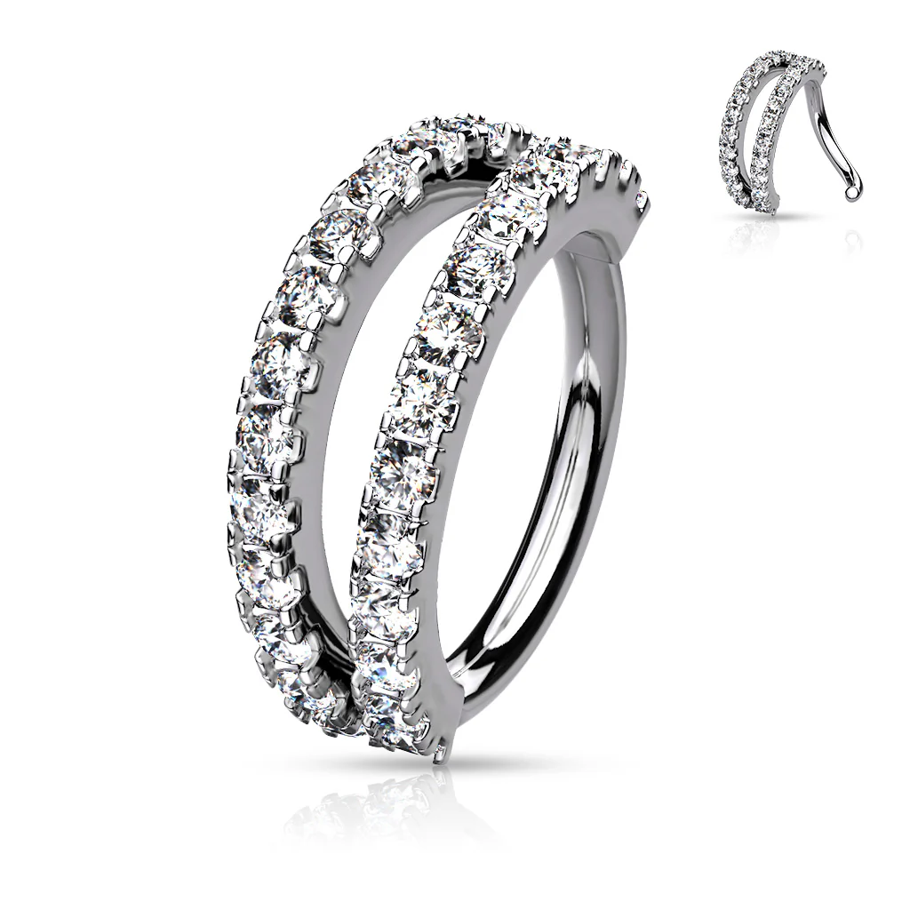 Double Lined CZ Bendable Hoop For Nose Ear Cartilage Helix Tragus - Image 5