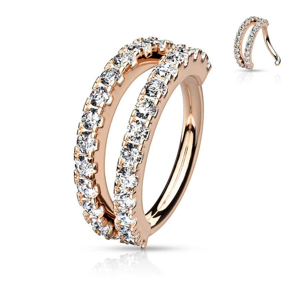 Double Lined CZ Bendable Hoop For Nose Ear Cartilage Helix Tragus - Image 7