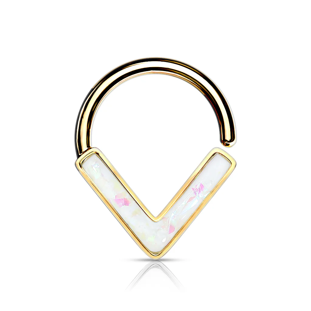 Opal Glitter Chevron All Surgical Steel Ear Cartilage Nose Septum Rings - Image 4