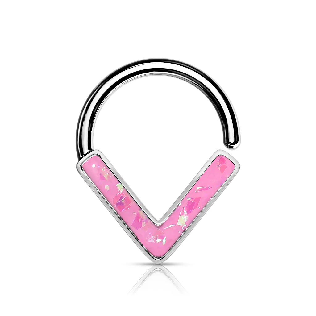 Opal Glitter Chevron All Surgical Steel Ear Cartilage Nose Septum Rings - Image 6