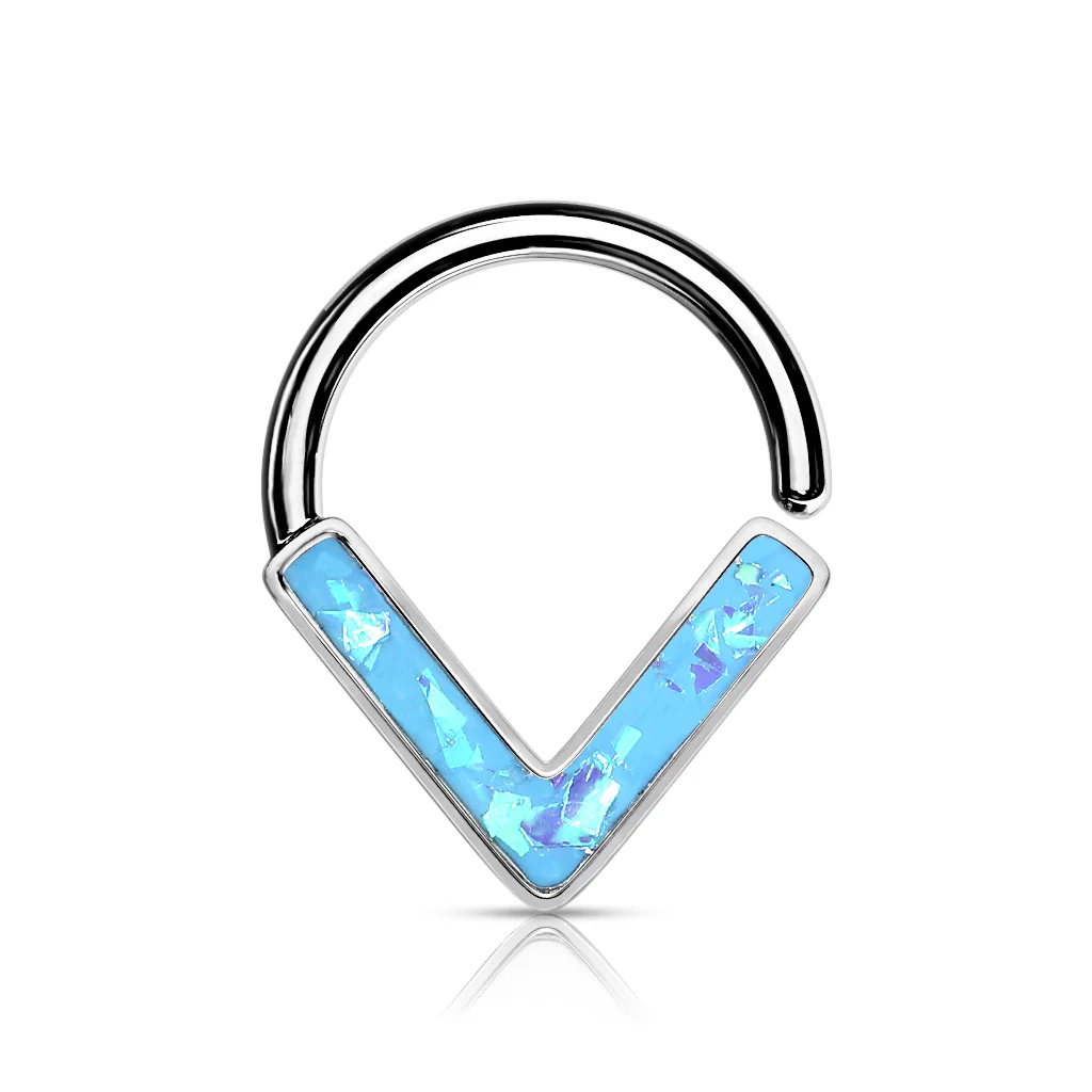 Opal Glitter Chevron All Surgical Steel Ear Cartilage Nose Septum Rings - Image 7