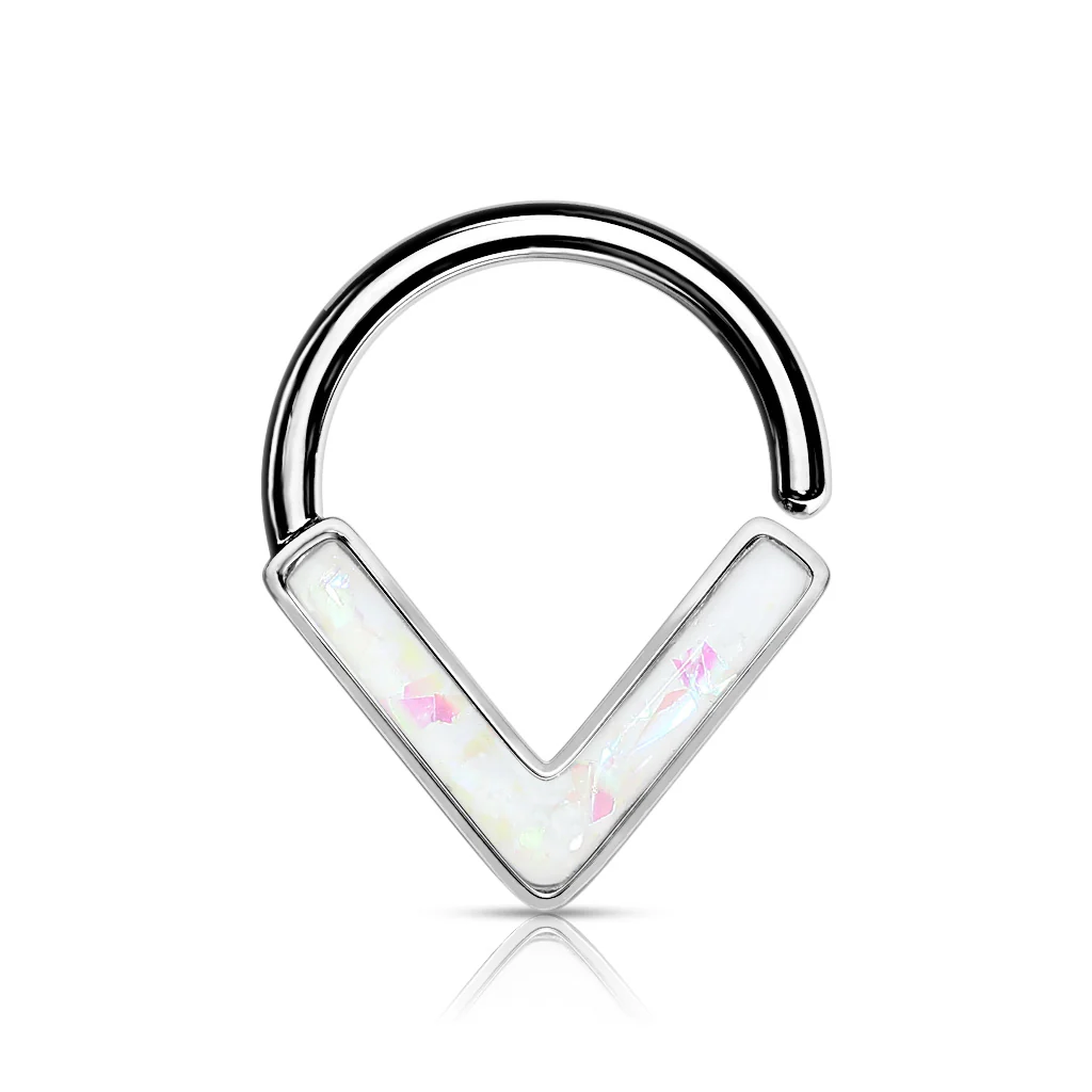 Opal Glitter Chevron All Surgical Steel Ear Cartilage Nose Septum Rings - Image 9