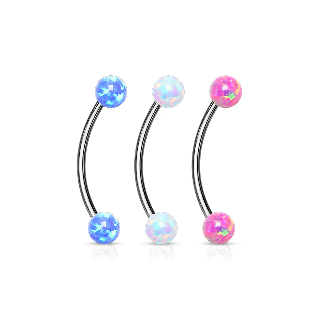3 mm Opal Ball Internal Threaded Surgical Steel Curved Barbell Lobe Snake Eye Piercing 16G