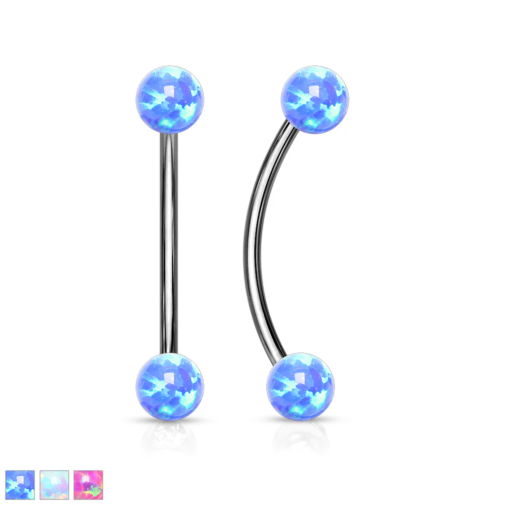 3 mm Opal Ball Internal Threaded Surgical Steel Curved Barbell Lobe Snake Eye Piercing 16G - Image 2