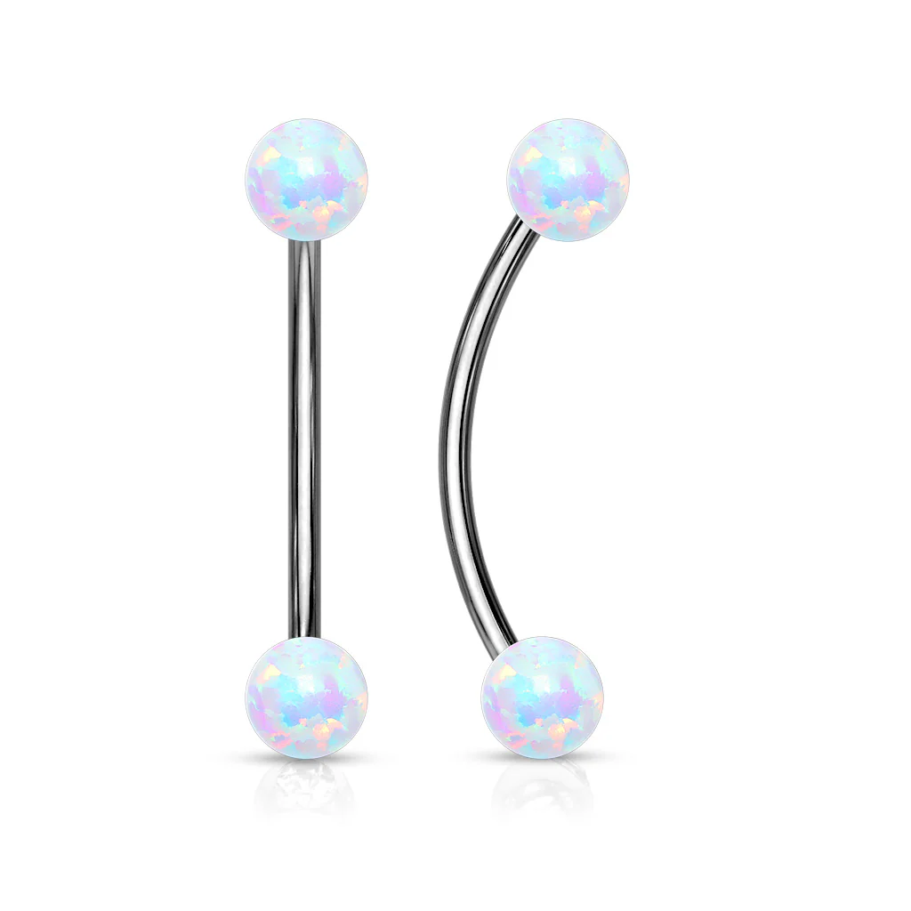 3 mm Opal Ball Internal Threaded Surgical Steel Curved Barbell Lobe Snake Eye Piercing 16G - Image 3