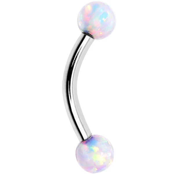 3 mm Opal Ball Internal Threaded Surgical Steel Curved Barbell Lobe Snake Eye Piercing 16G - Image 4
