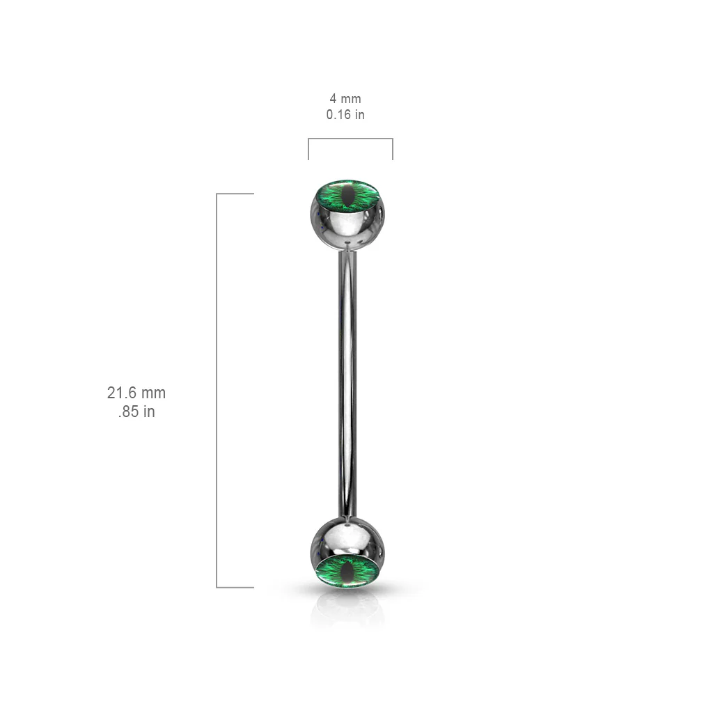 Snake Eye Ball Inlaid Surgical Steel Curved Barbell Lobe Snake Eye Piercing 16G - Image 4
