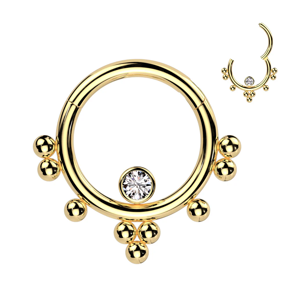 High Precision CZ & Cluster Ball Hinged Segment Ring Ear Cartilage Tragus - Image 4